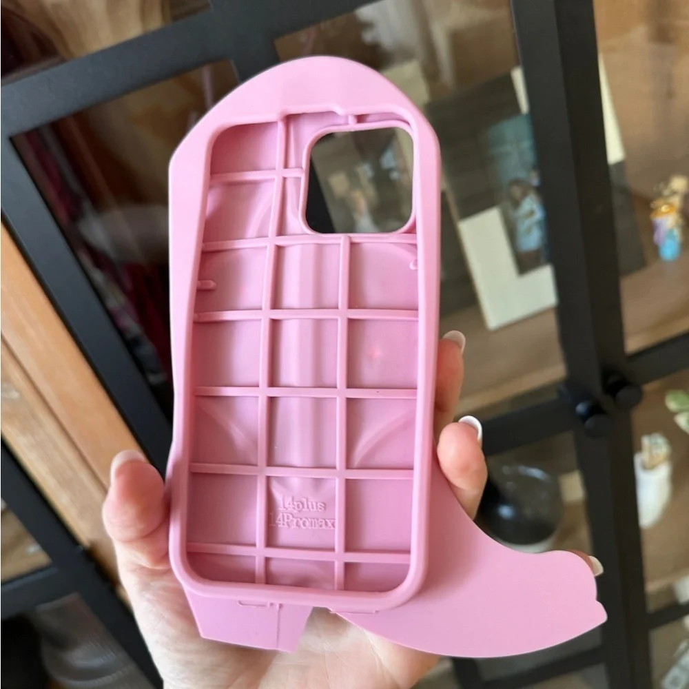 iPhone 14 Pro Max Phone Case 3D Cowboy boots Orange Pink Cowgirl Boot western